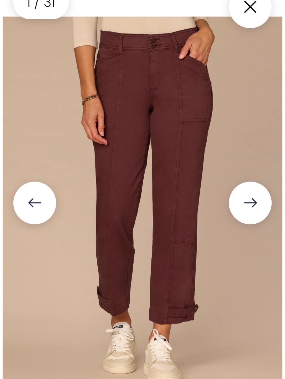 Democracy Ab Solution Utility Cargo Pants Capris Red Size 2